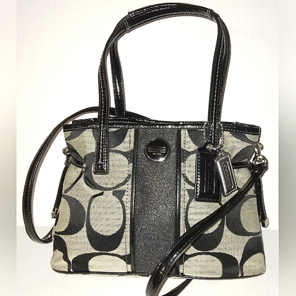 ★BRAND NEW★Gorgeous COACH Signature Stripe Convertible Mini Carryall Crossbody - Picture 1 of 16